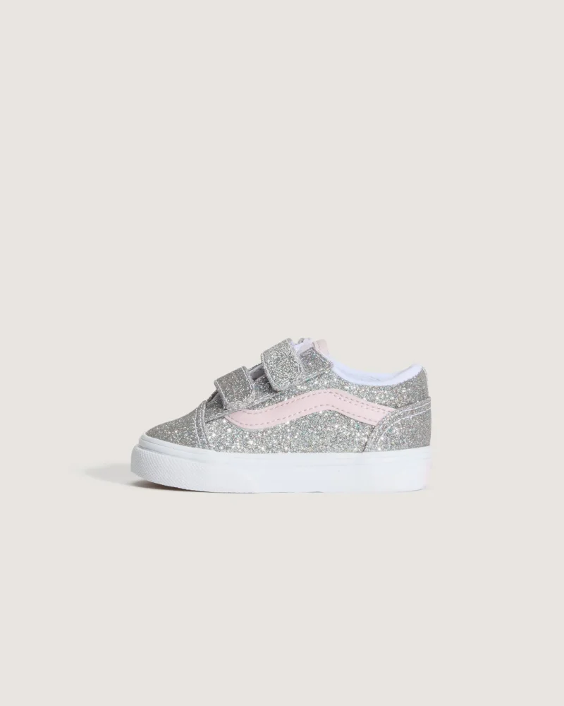VANS - נעלי סניקרס לילדים Old Skool V (גיל 1-4) – V00VB2HN3 – glitter-silver-pale-petal – 1
